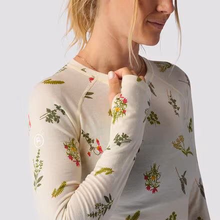 Spruces Print Lightweight Merino Crew - Women's