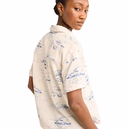 Button-Up Cotton Gauze Short-Sleeve Shirt - Women's