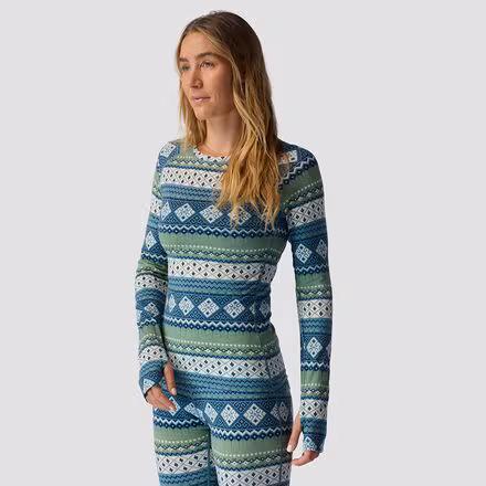 Spruces Print Lightweight Merino Crew - Women's
