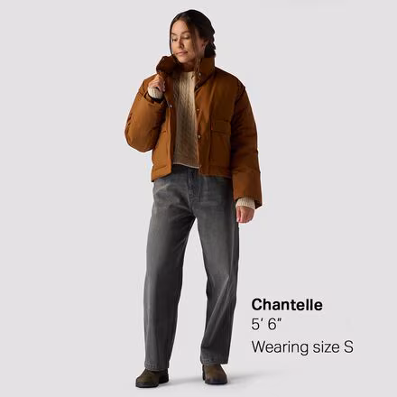 Cropped Boxy Snap Front Puffer - Women's