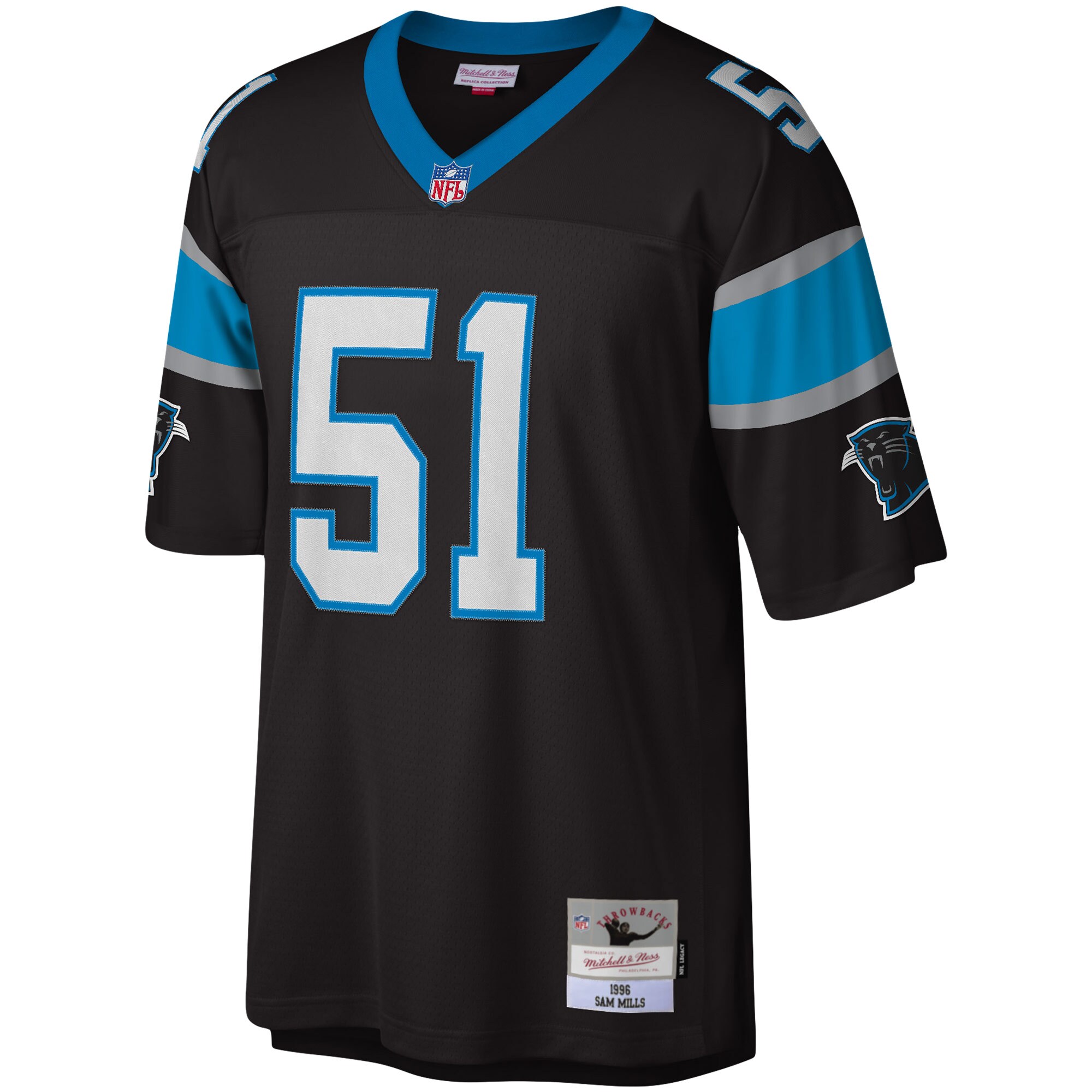 Sam Mills Carolina Panthers Mitchell & Ness Legacy Replica Jersey - Black - US Jersey Mall