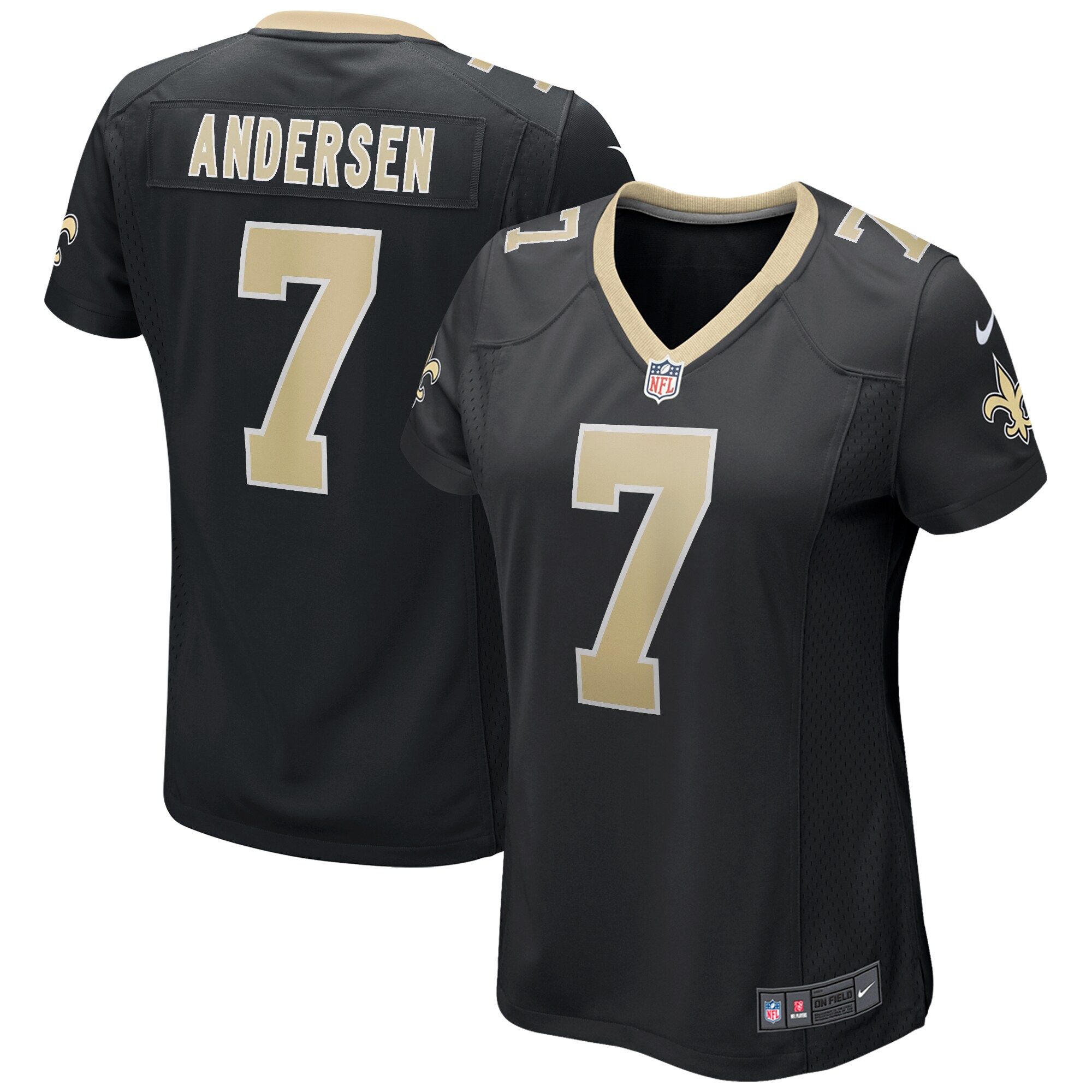 Morten Andersen New Orleans Saints Women's Game Retired Player Jersey - Black - US Jersey Mall