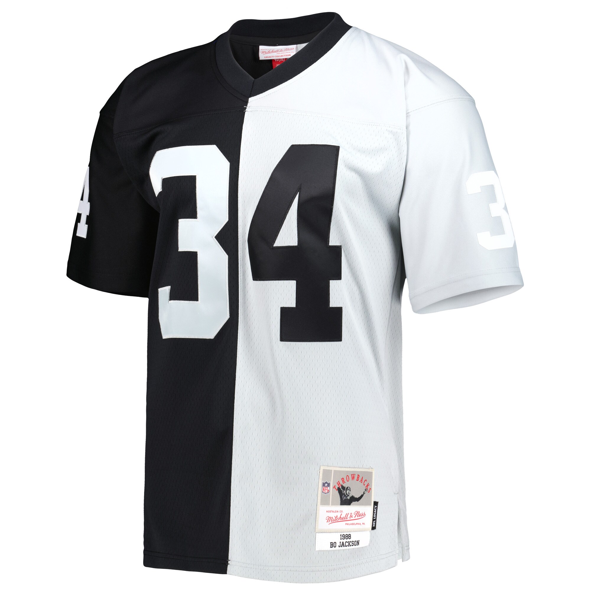 Bo Jackson Las Vegas Raiders Mitchell & Ness 1988 Split Legacy Replica Jersey - Black\/Silver - US Jersey Mall
