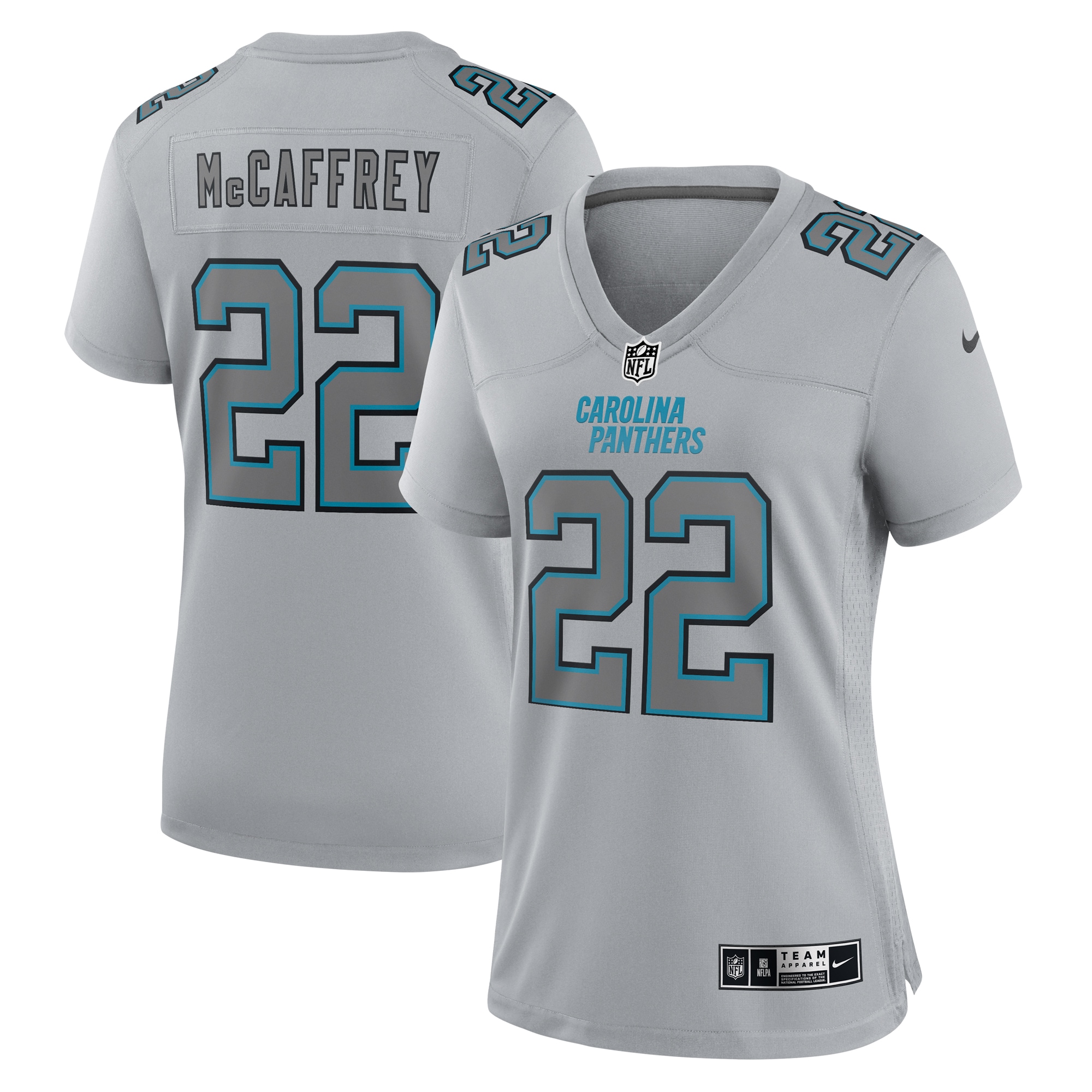 Christian McCaffrey Carolina Panthers Women's Atmosphere Fashion Game Jersey - Gray - US Jersey Mall