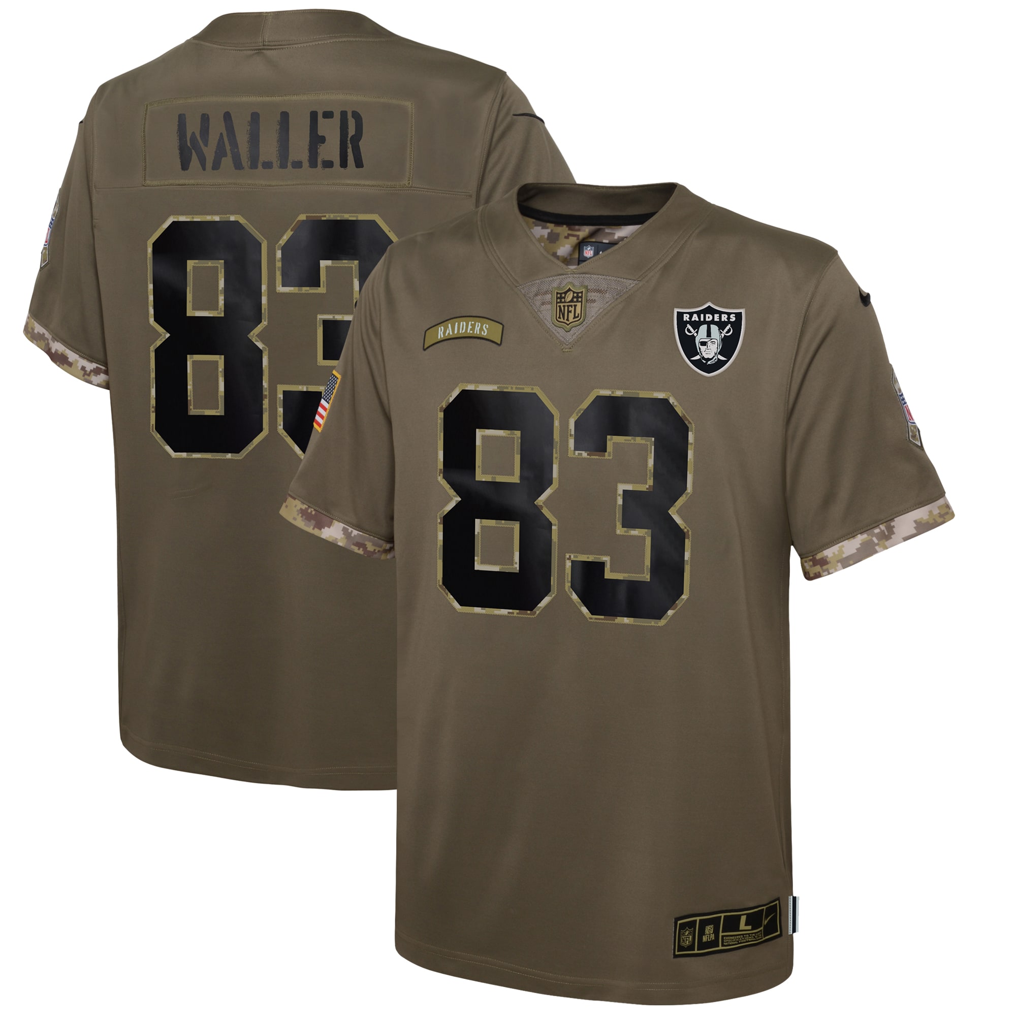 Darren Waller Las Vegas Raiders Youth 2022 Salute To Service Player Limited Jersey - Olive - US Jersey Mall