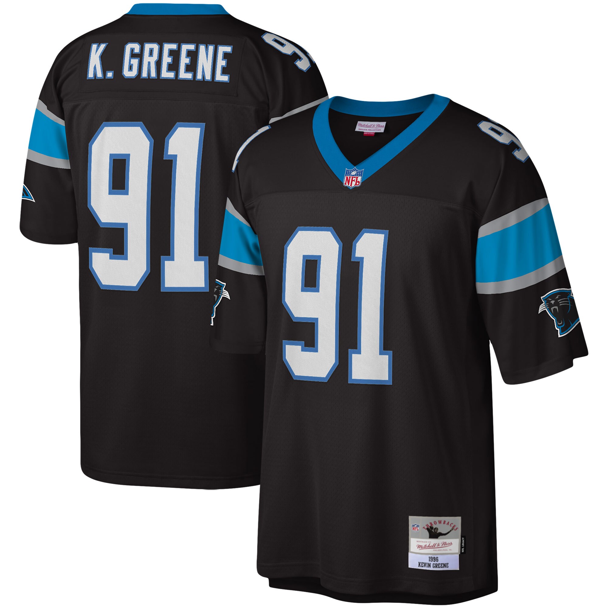 Kevin Greene Carolina Panthers Mitchell & Ness Legacy Replica Jersey - Black - US Jersey Mall