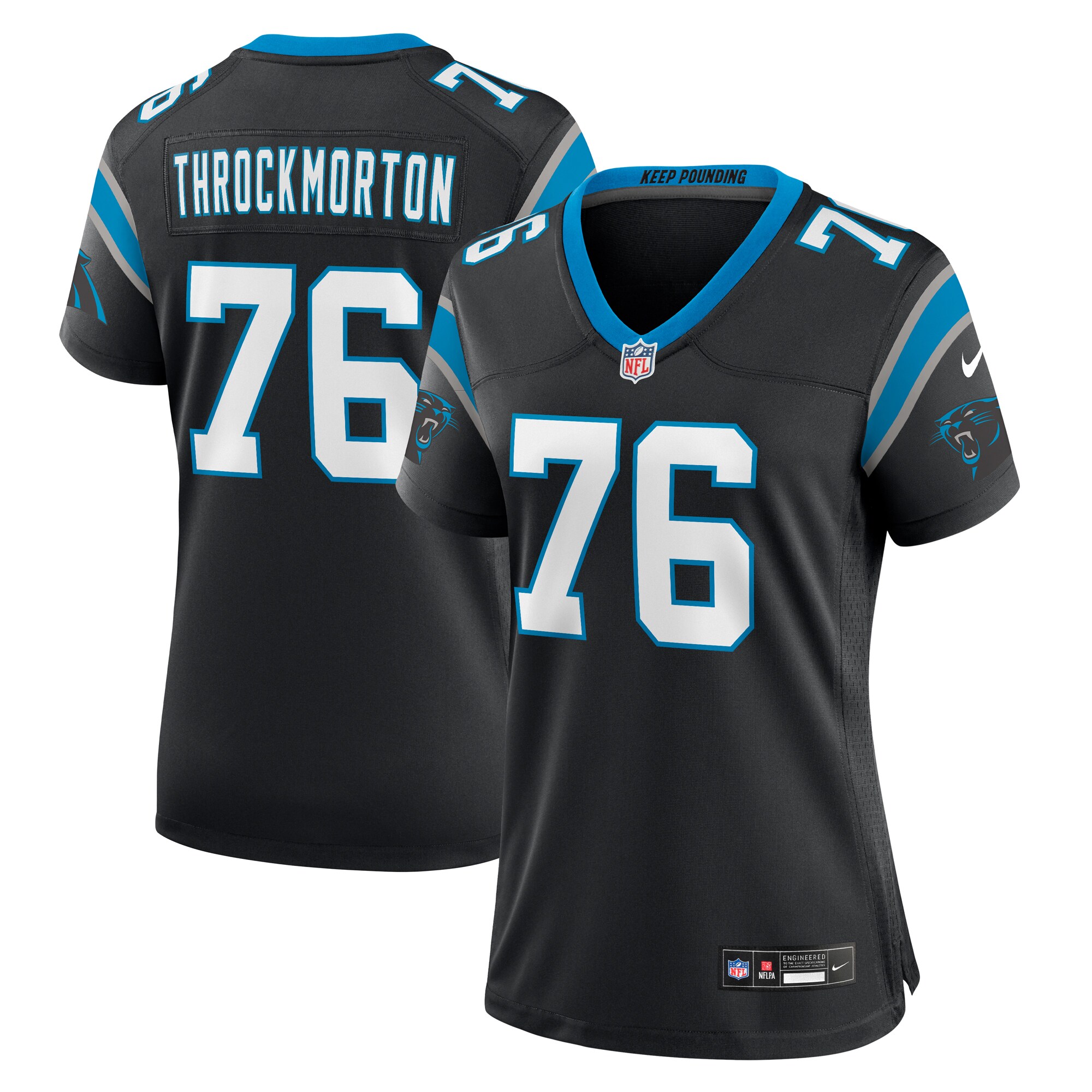 Calvin Throckmorton Carolina Panthers Women's Team Game Jersey - Black - US Jersey Mall