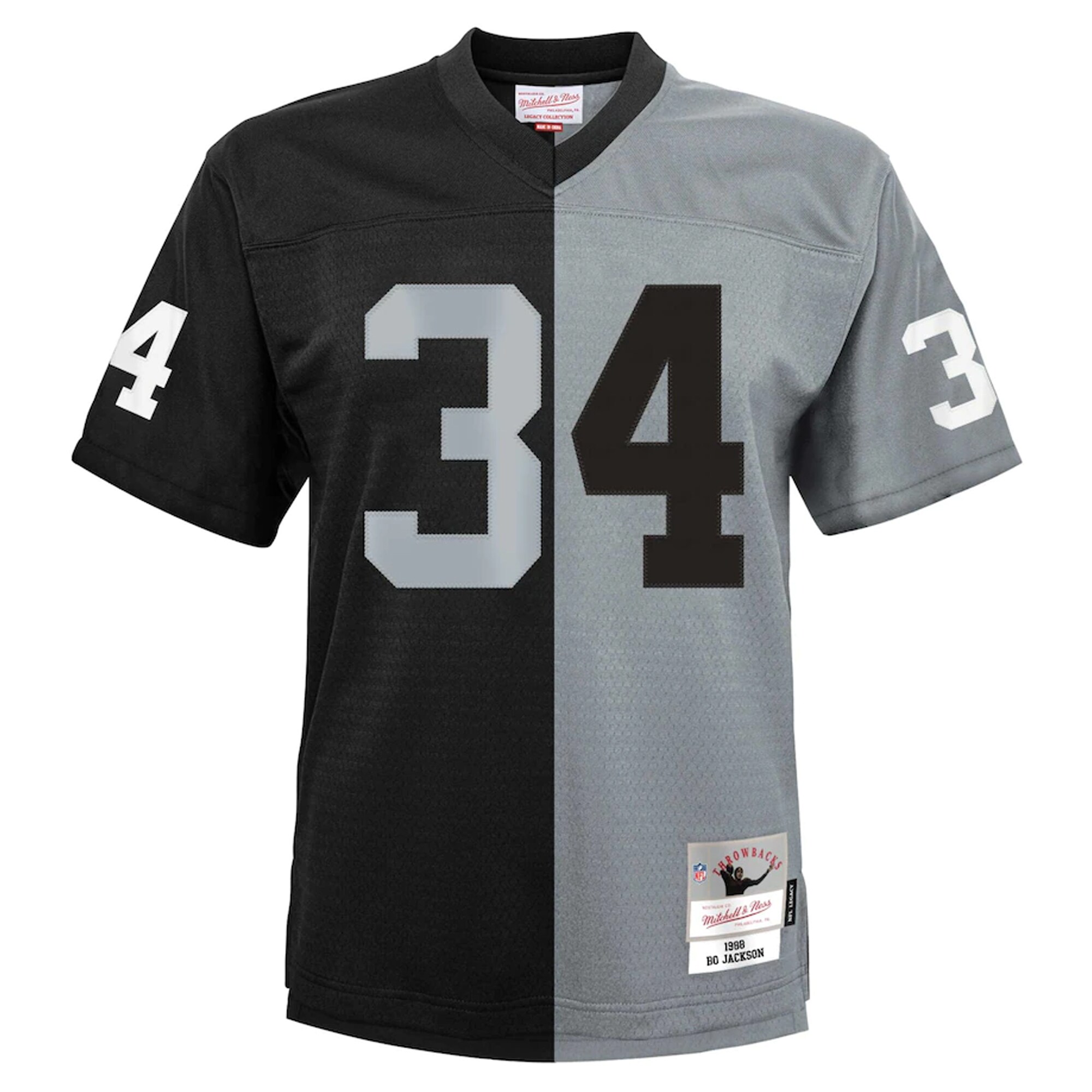 Bo Jackson Las Vegas Raiders Mitchell & Ness Youth Split Legacy Jersey - Black\/Silver - US Jersey Mall