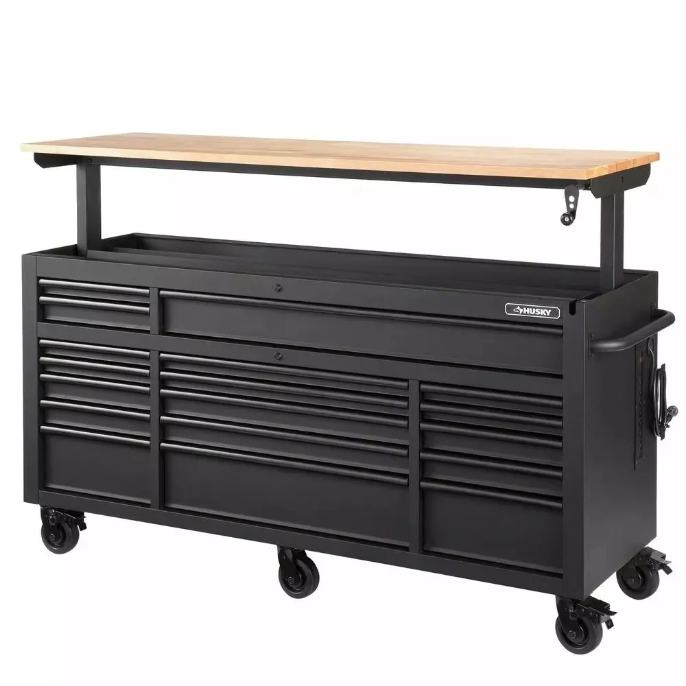 Heavy duty 72 in. W 18 Drawer Deep Tool Box Mobile Workbench in Matte ...