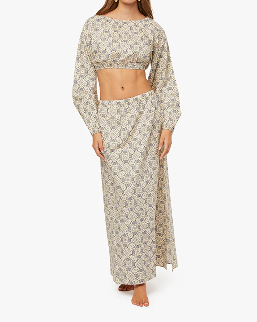 High Rise Bubble Maxi Skirt