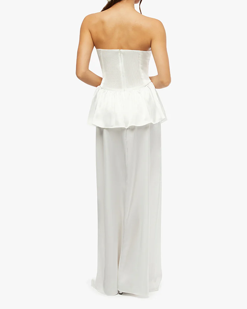 Strapless Corset Peplum Maxi Dress
