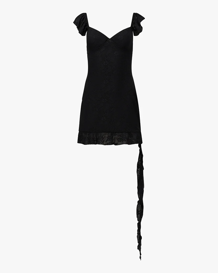 Asymmetrical Lace Mini Dress