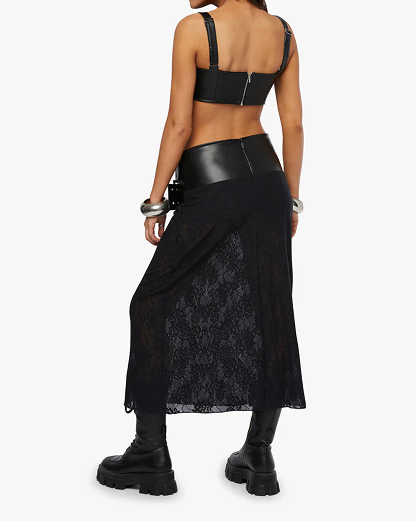 Double Belt Midi Skirt