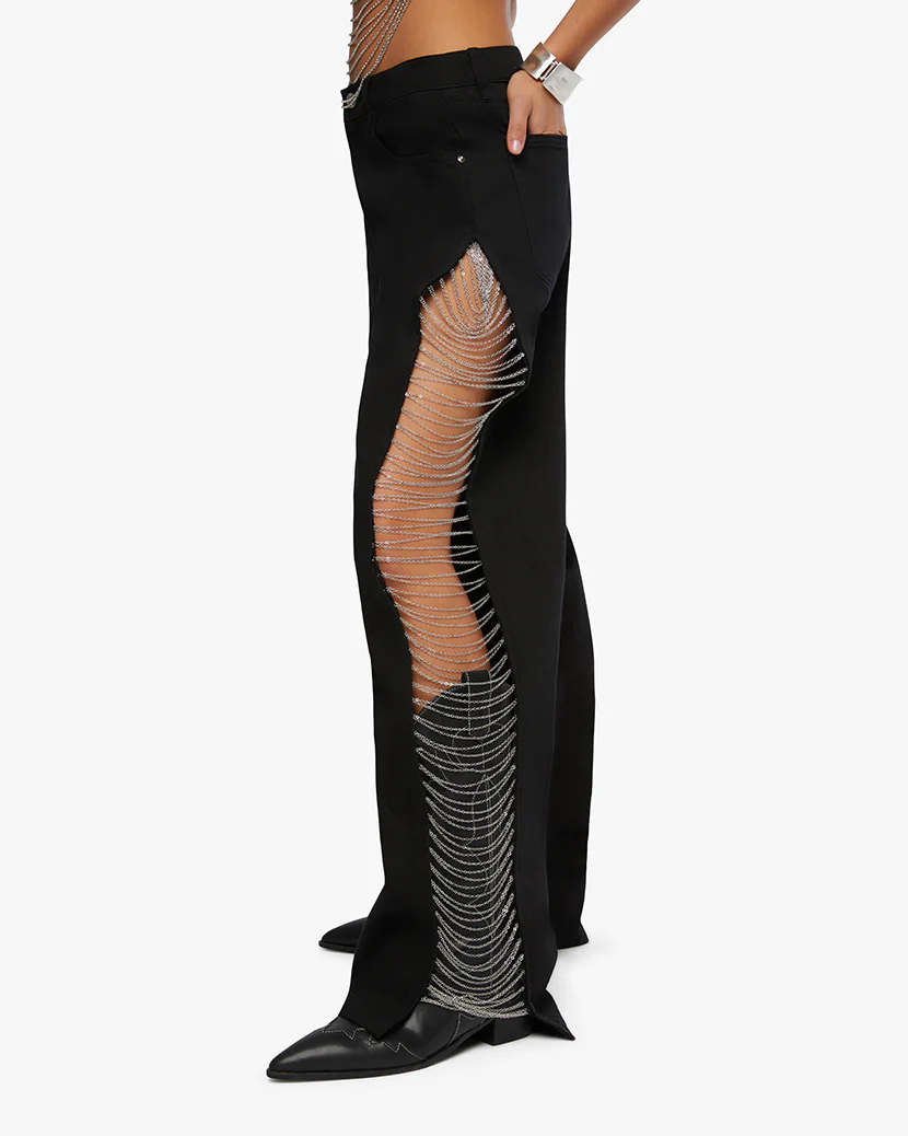 Chain Slit Wide Leg Pant