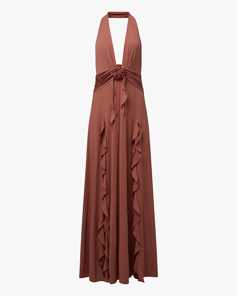 Halter Ruffle Maxi Dress