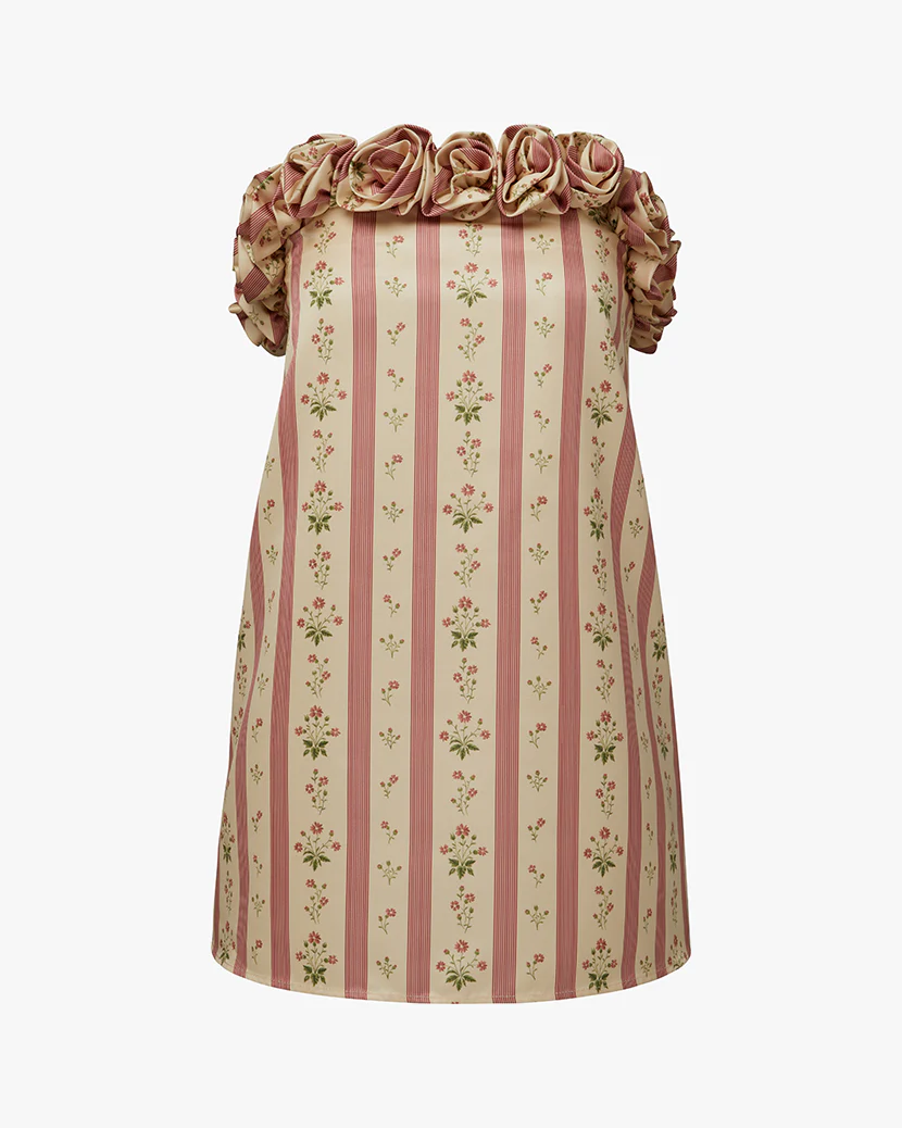 Strapless A-line Rose Mini Dress