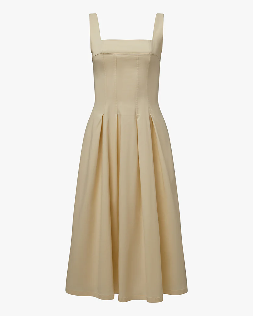 Corset Pleated Midi Dress