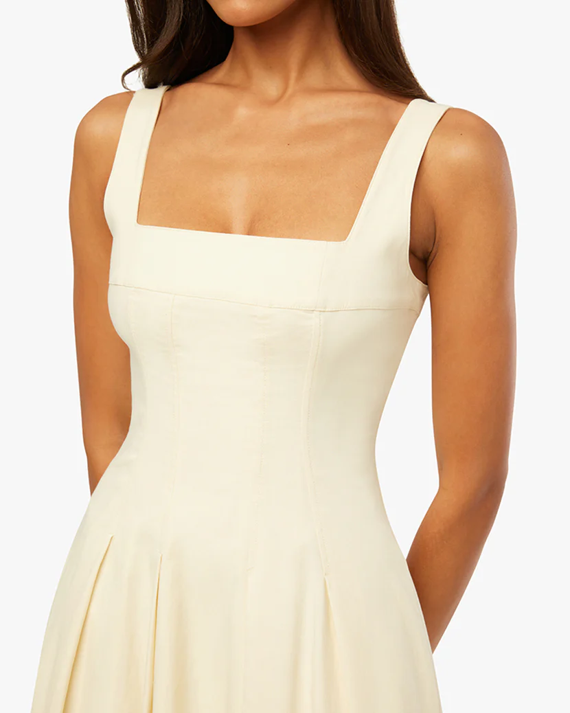 Corset Pleated Midi Dress