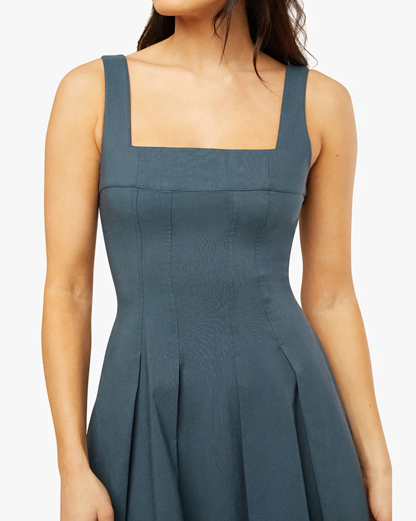 Corset Pleated Midi Dress