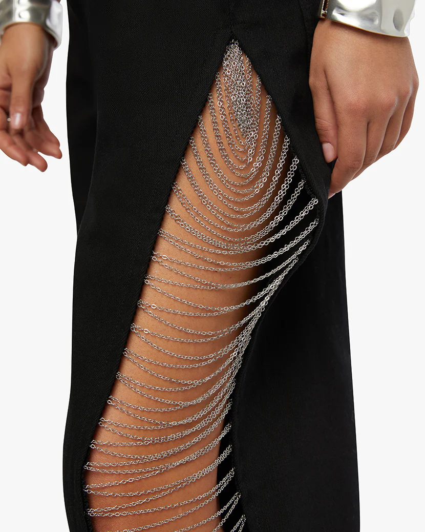 Chain Slit Wide Leg Pant