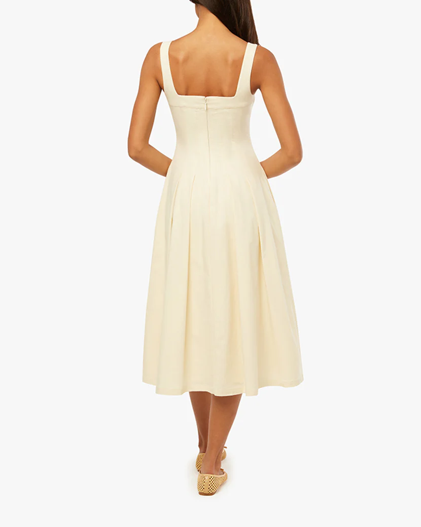 Corset Pleated Midi Dress