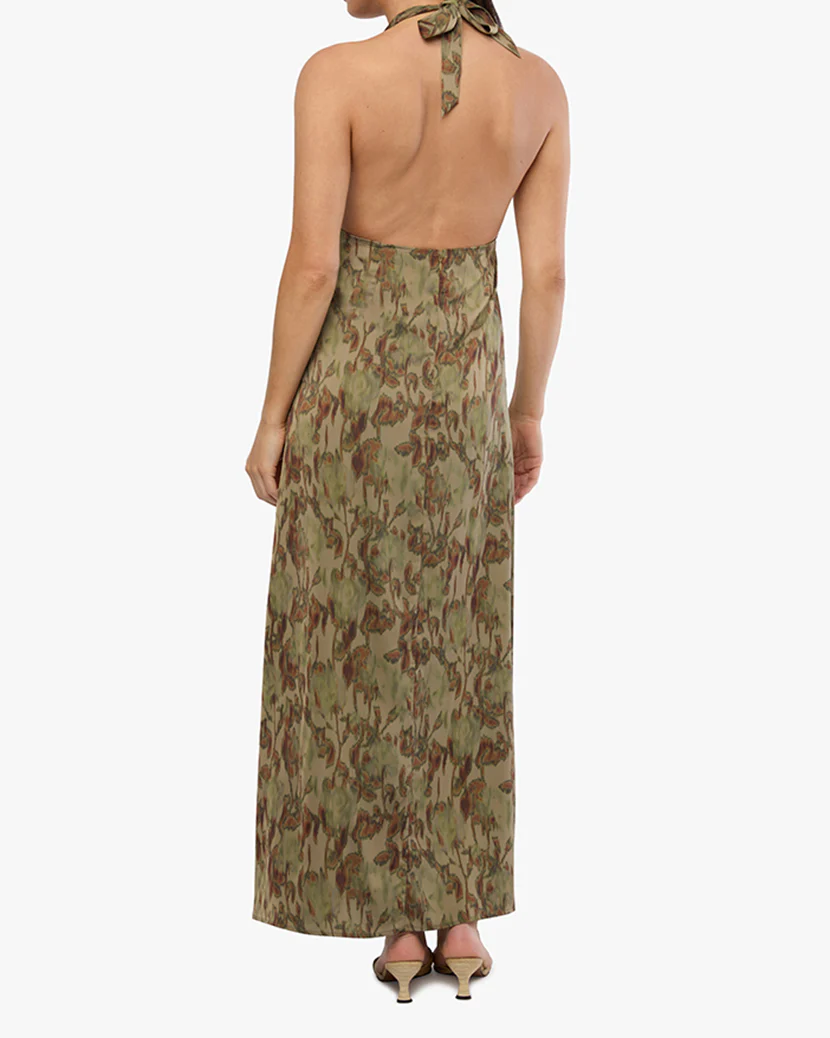 Halter Deep V Maxi Dress