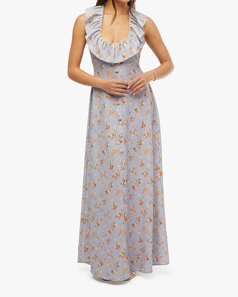 Ruffle Halter Midi Dress