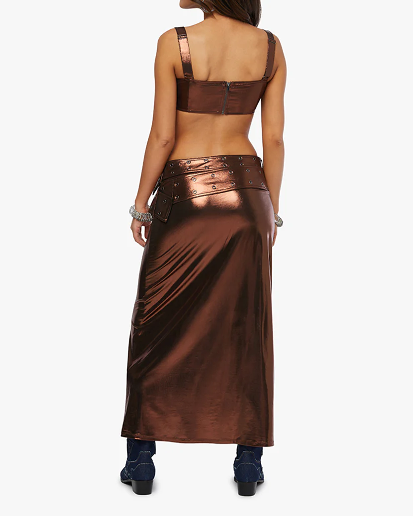 Double Belt Midi Skirt