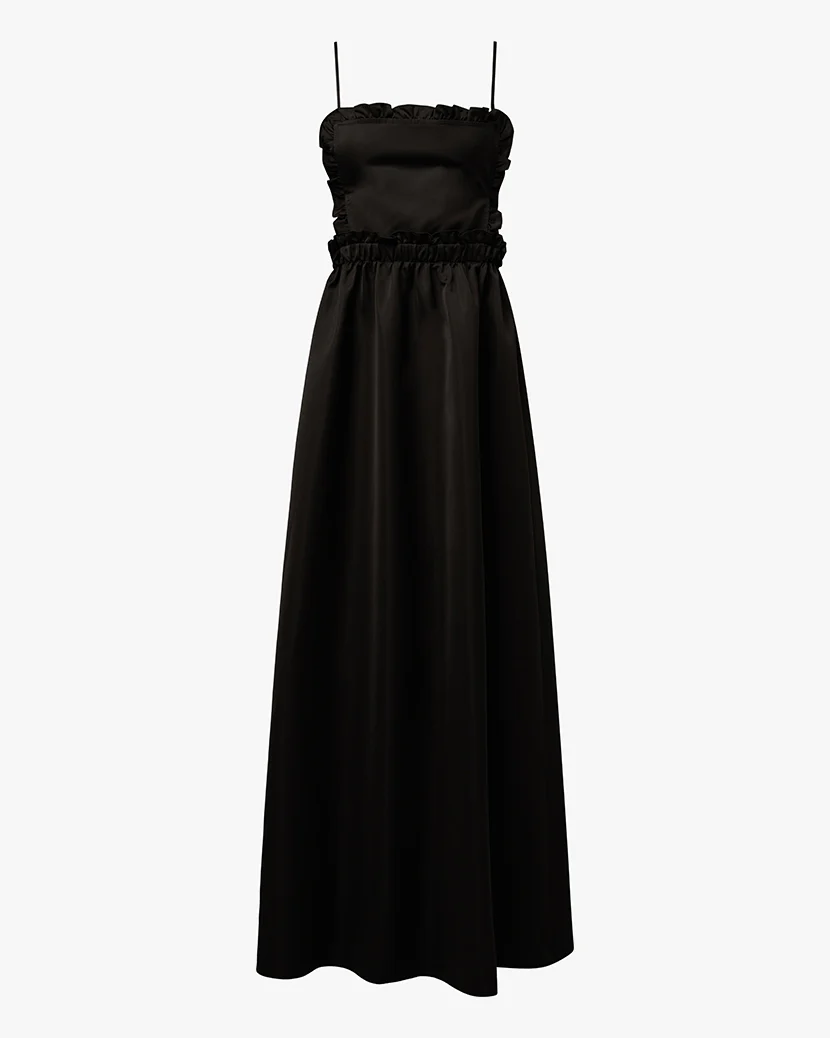 Ruffle Bib Maxi Dress