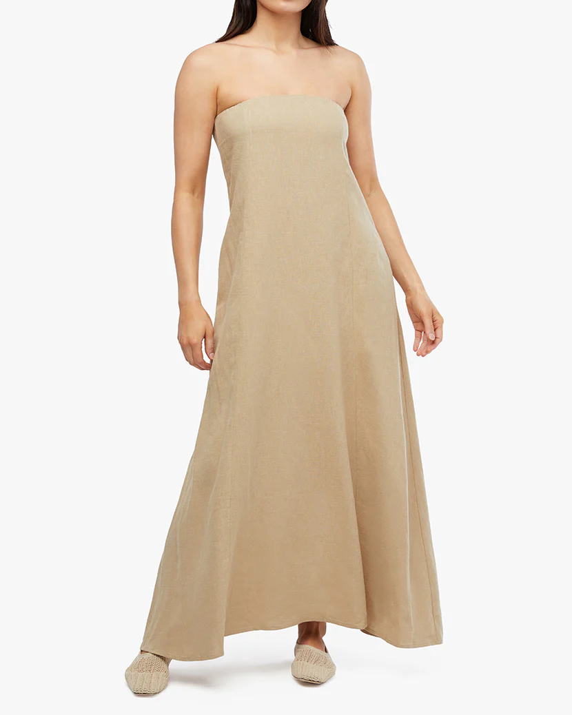A-line Strapless Midi Dress