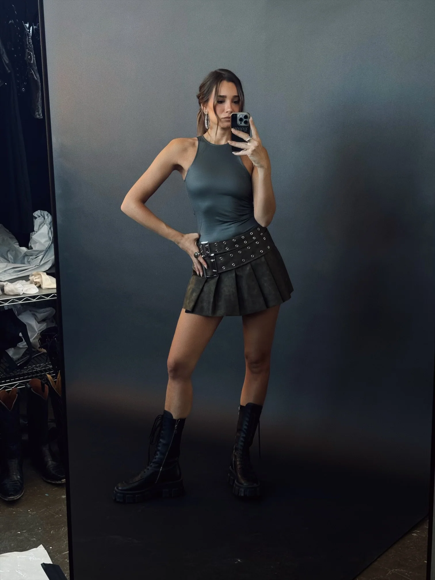 Pleated Micro Mini Skirt