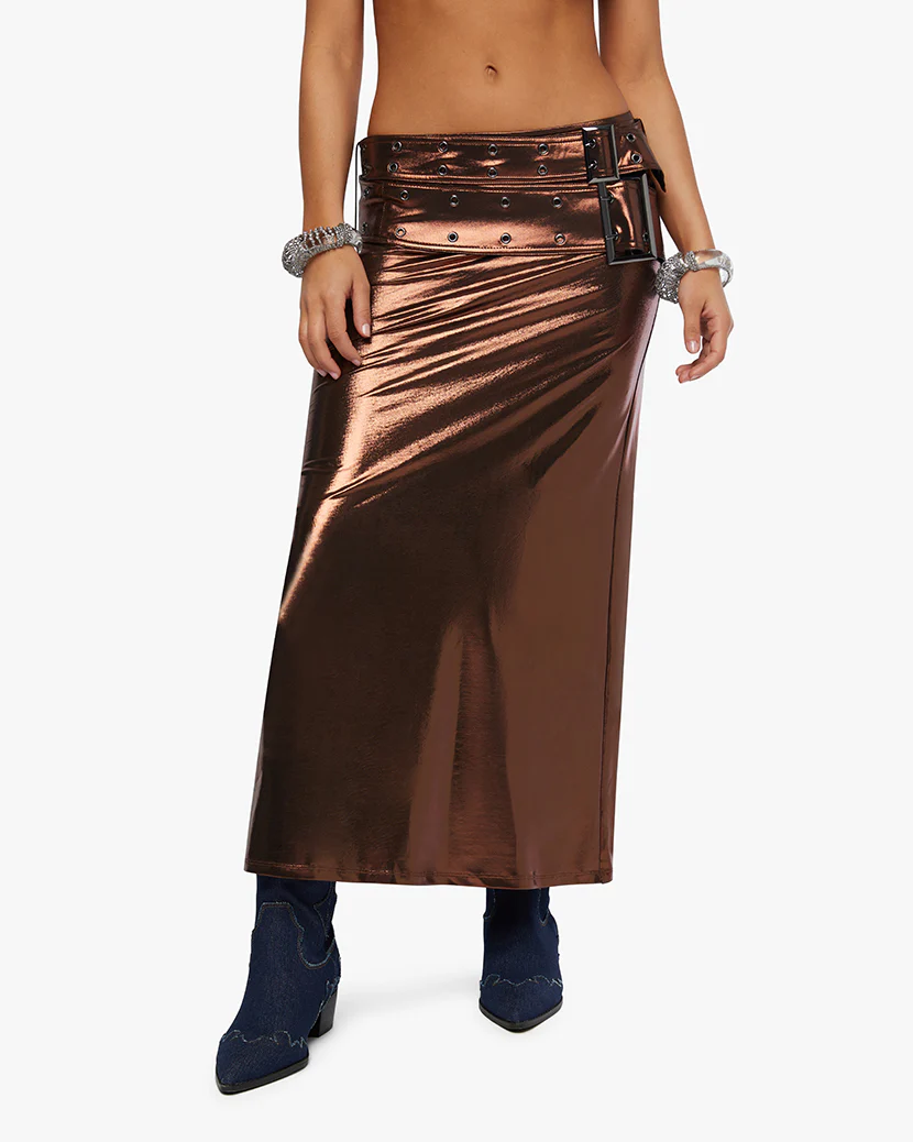 Double Belt Midi Skirt