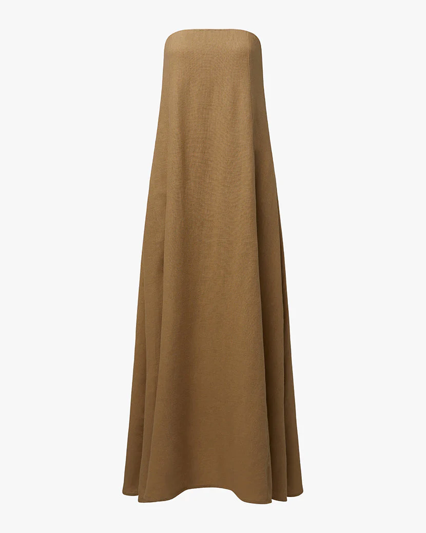 A-line Strapless Midi Dress