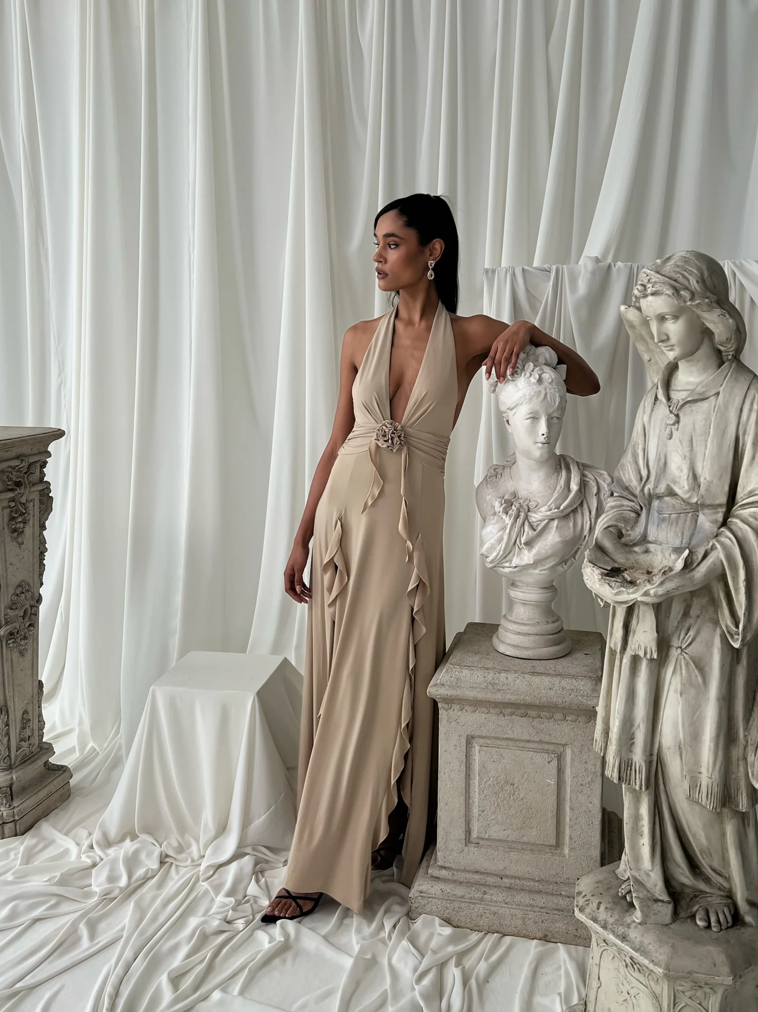 Halter Ruffle Maxi Dress