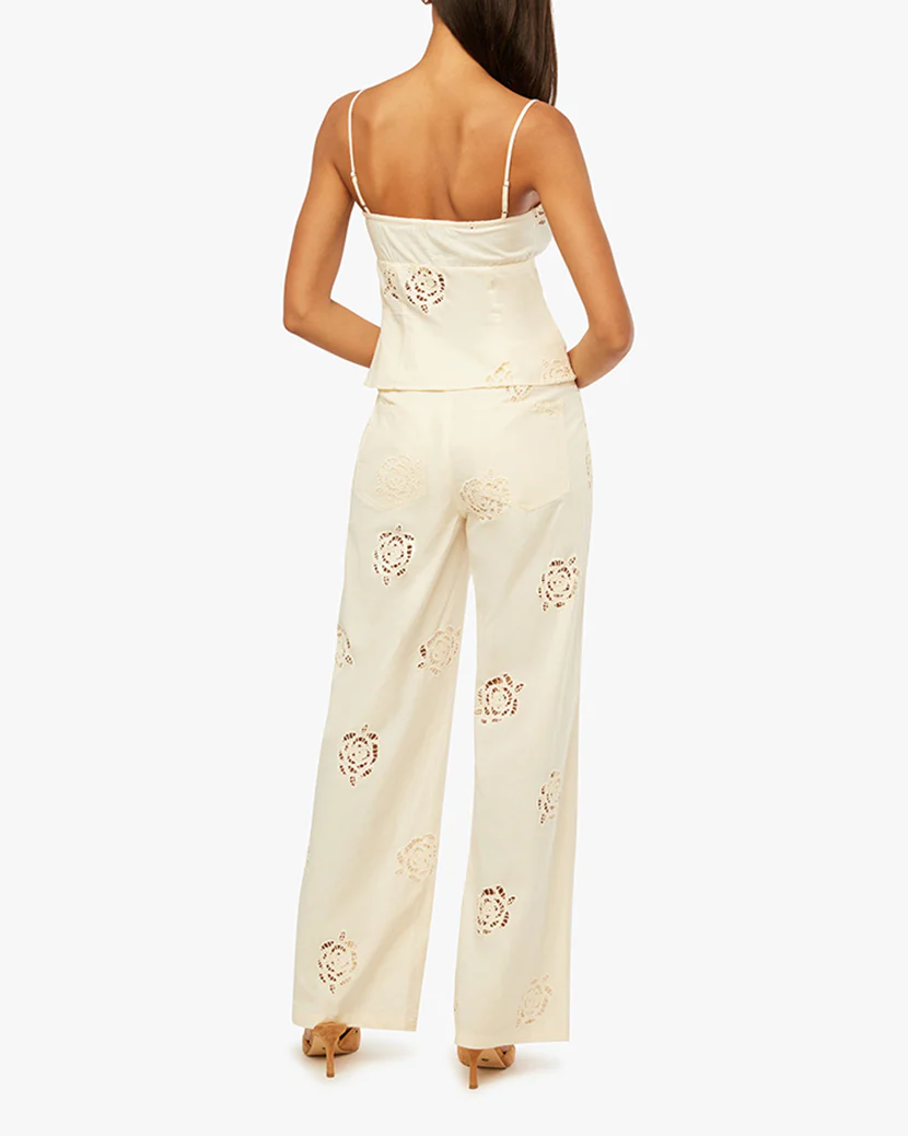 Rose Eyelet Straight Leg Pant