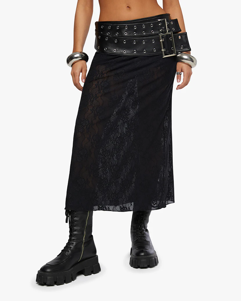 Double Belt Midi Skirt