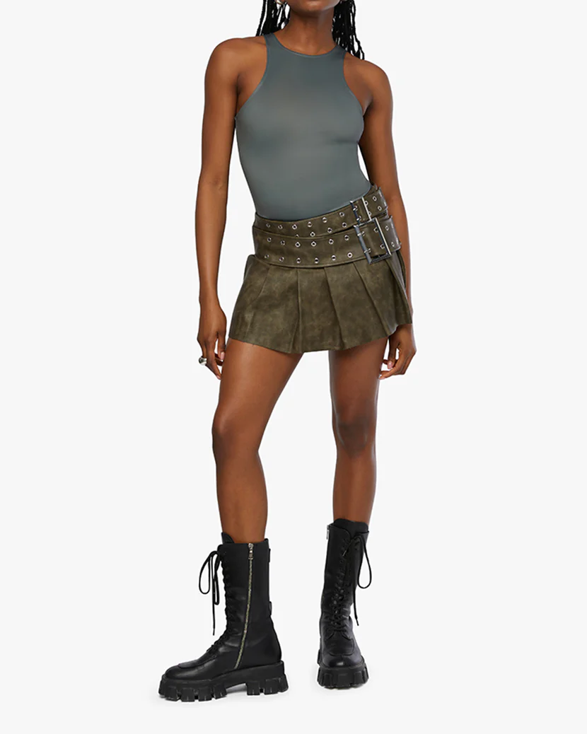 Pleated Micro Mini Skirt