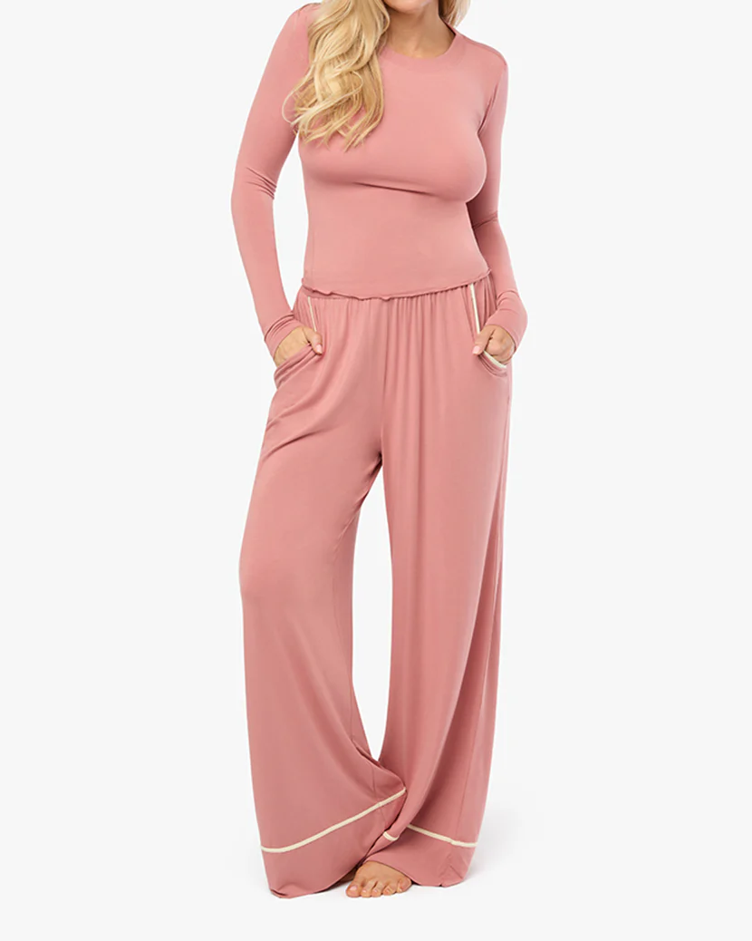 Piped Wide Leg Pant