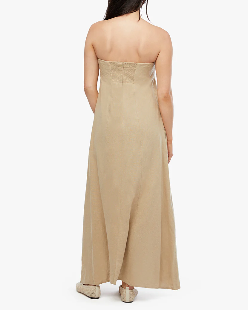 A-line Strapless Midi Dress