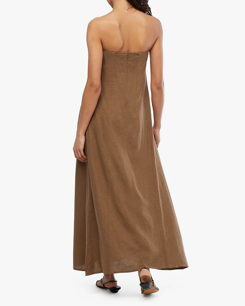 A-line Strapless Midi Dress