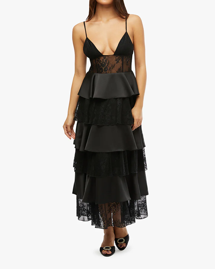 Tiered Lace Midi Dress