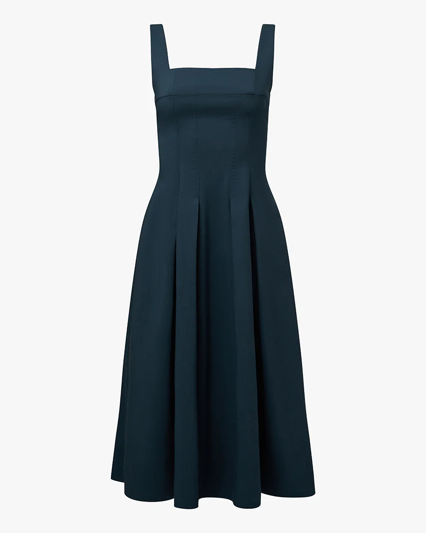 Corset Pleated Midi Dress