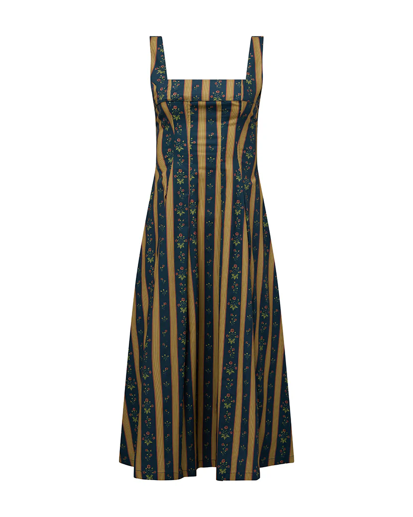 Corset Pleated Midi Dress