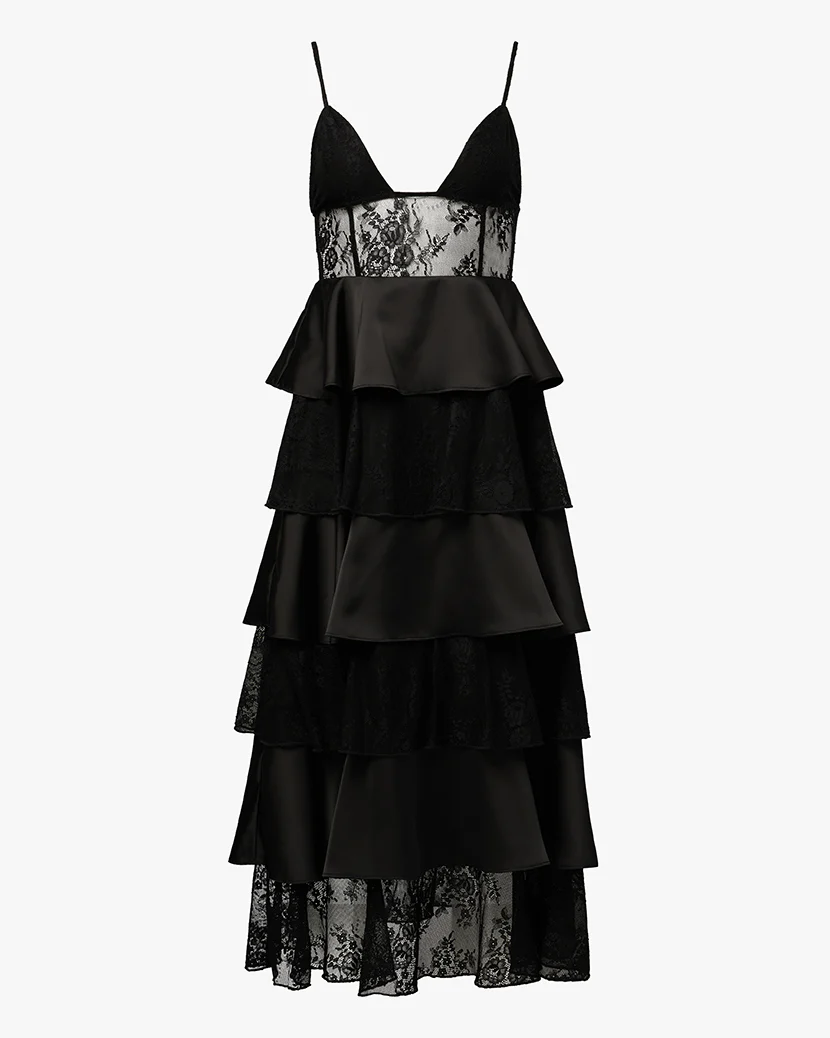 Tiered Lace Midi Dress