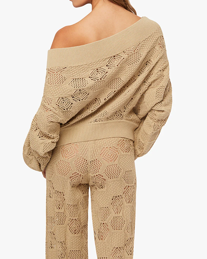 One Shoulder Crochet Sweater