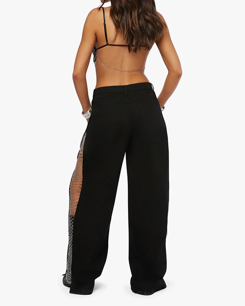 Chain Slit Wide Leg Pant
