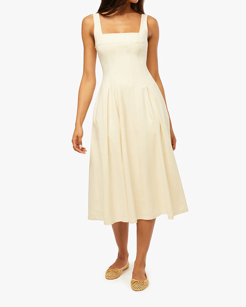 Corset Pleated Midi Dress