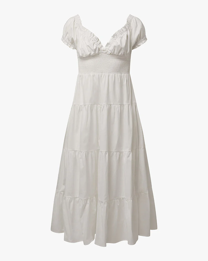 Puff Sleeve Smocked Midi Dress