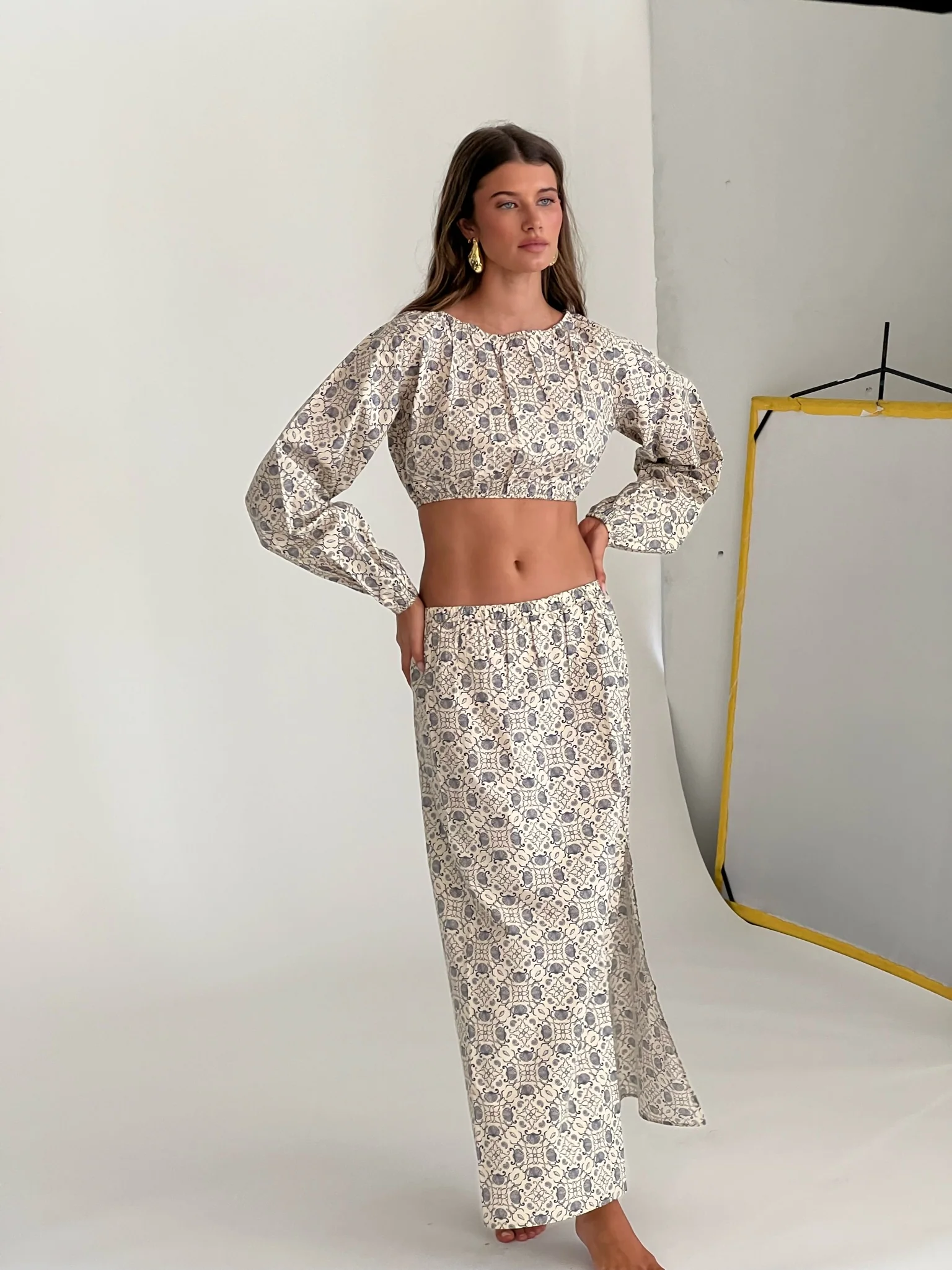 High Rise Bubble Maxi Skirt