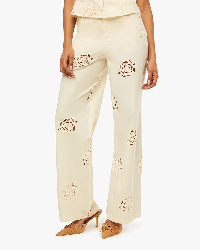 Rose Eyelet Straight Leg Pant